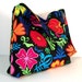 Slouch Hobo Bag, Purse, Large Colorful Tropical Flowers, Royal Blue, Medium Size