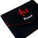 iPad Case iPad 2 Cover Tablet Sleeve - Kanji Peace Symbol Embroidery on Black Twill