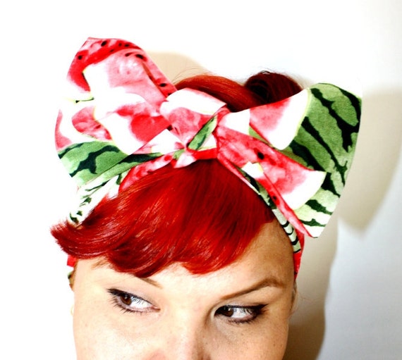 Vintage Inspired Head Scarf Watermelon Summer time by OhHoneyHush