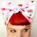 Vintage Inspired Head Scarf, Cupcakes and Cherries, Rockabilly, Retro