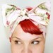 Bow style, Vintage Inspired Head Scarf, Ribbons and Flowers, Pink, rockabilly, hair, 1940s,1950s