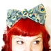 Bow hair tie Peacock Feathers, turquoise, retro