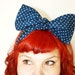Vintage Inspired Head Scarf, Bow or Bandanna Style, Navy Blue, Polka Dots, Nautical, patriotic, Rockabilly, Retro, 1940s, 1950s