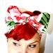 Vintage Inspired Head Scarf, Watermelon, Summer time, Pink and Green, Retro