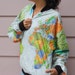 Vintage 80s Neon Wearin The World Earth Map Globe Tyvek Jacket Coat-Unisex Large