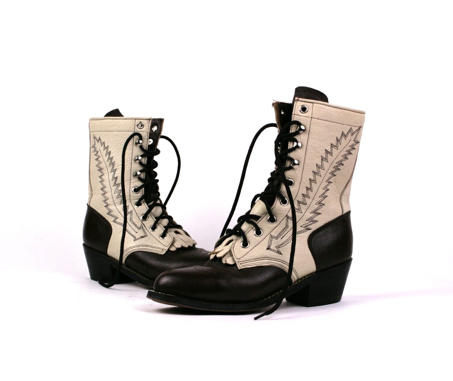 2 tone leather boots