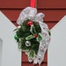 Reserved for Kelly 4 Kissing balls Christmas Red and green Evergreen Kissing ball Holly berries and a Snowman ribbon.