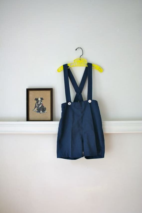 vintage boys NAVY suspender shorts 6 by MsTips on Etsy