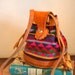 vintage tapestry purse - ETHNIC tooled leather & woven cotton pouch