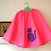 vintage girls circle skirt - PURPLE KITTY applique pink full skirt / 10-12yr or XXS