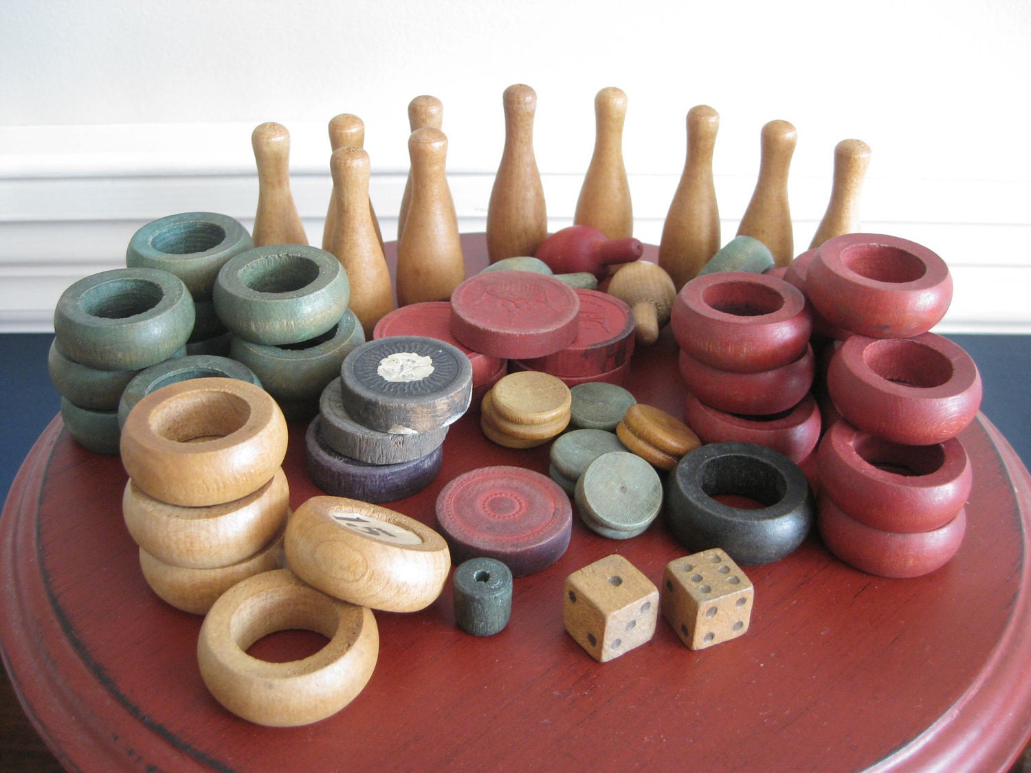 Vintage Carrom Game Pieces with Original Bag