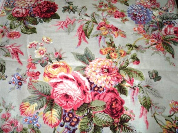 Laura Ashley English Country Print FabricBig Blooms on a Soft