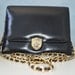 Reserved for B Retro 60s Jet black Leather Classic Bag Pouch-Gold Chain