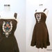Vintage dress 70's brown corduroy eyelet lace cross stitch cut work prairie sun dress Small