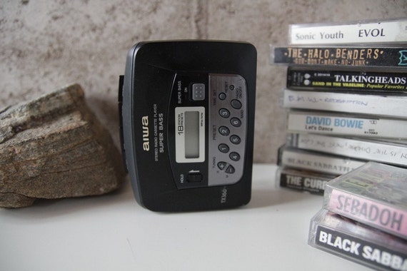 vintage 80s 90s AIWA super BASS cassette WALKMAN and radio