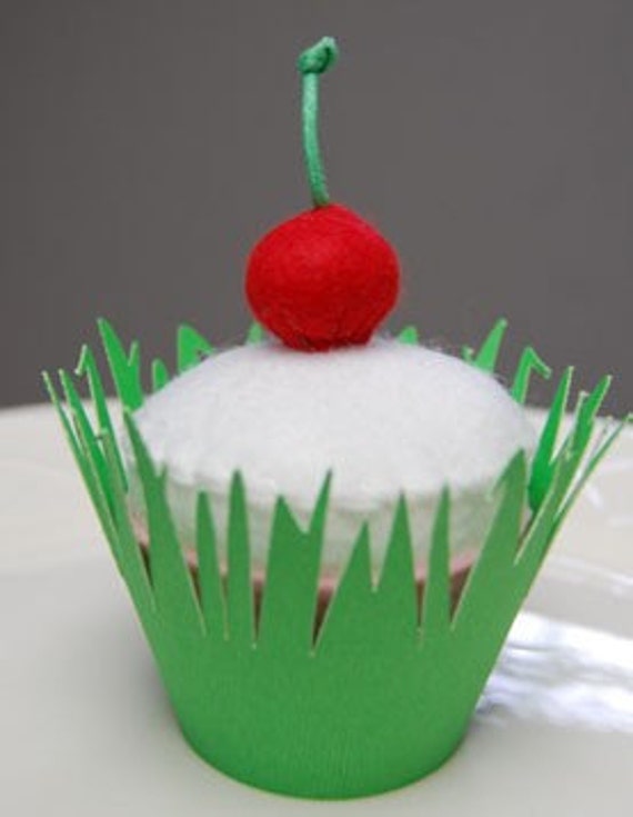 Items similar to Grass Cupcake Wrapper, Garden Theme, 12 Pcs. on Etsy