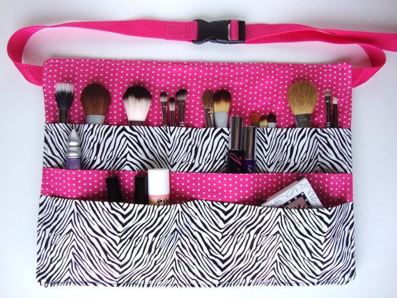 Makeup Artist Brush Belt Hot Pink Zebra by PinkGlitterBoutique