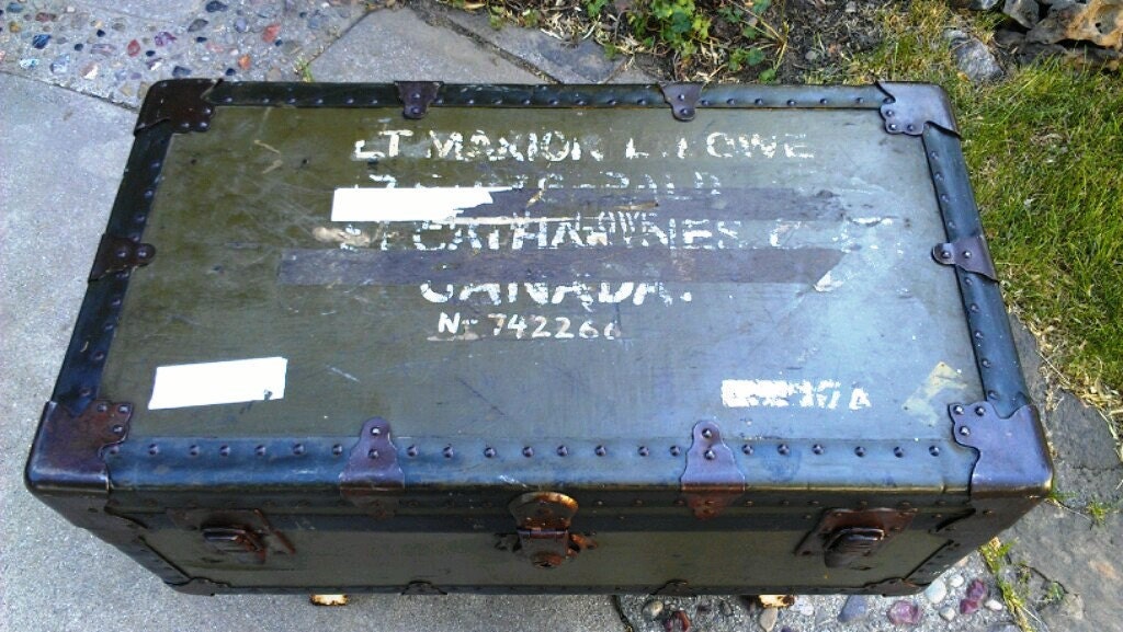 Vintage Footlocker Coffee Table RARE Female Army by RustyRanch