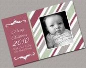 Photo Holiday Cards, Christmas Cards, Red and Green Modern Stripes, Printable File (402) Il_170x135