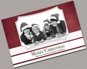 Personalized Christmas Cards, Red, White and Green Lattice, Printable (403) Il_170x135