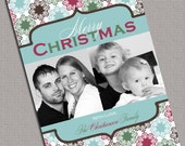 Personalized Holiday Cards, Christmas Cards, Photo, Multicolored Snowflakes, Printable File (453) Il_170x135