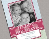 Personalized Christmas Cards, Holiday Cards, red, green and blue, polkadots, lattice, stripes, printable (454) Il_170x135