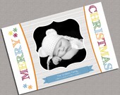Photo Christmas Card, Digital file or Printed Cards, Photo Holiday Card, Multicolored Merry Christmas (417) Il_170x135