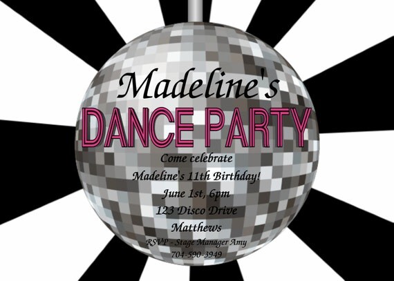 Disco Dance Birthday Invitation - 70s 80s 90s Disco Ball Party Invite - Printable or Printed Il_570xn