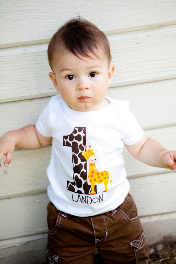 Personalized Giraffe Birthday Party Number T Shirt or Bodysuit ANY NUMBER AVAILABLE Il_570xn