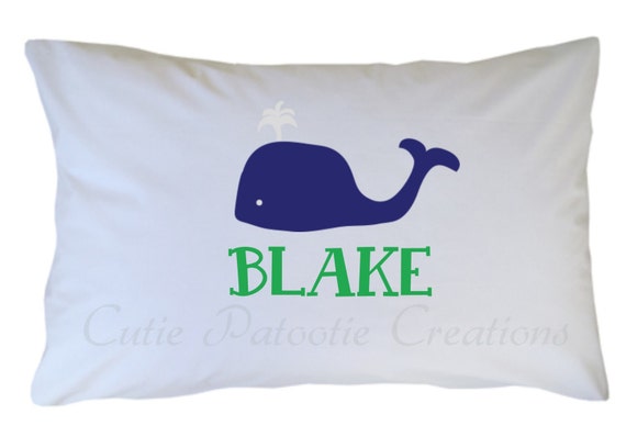 Preppy Whale Pillow Case Personalized Travel or Standard Size Il_570xn