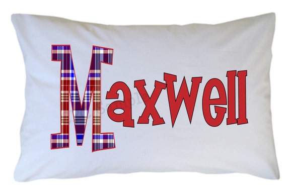 Personalized Name Initial Pillow Case Preppy Plaid Print Standard or Travel Size Available Il_570xn