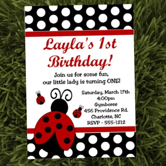 Ladybug Birthday Invitations, Printable Party Invitations Il_570xn