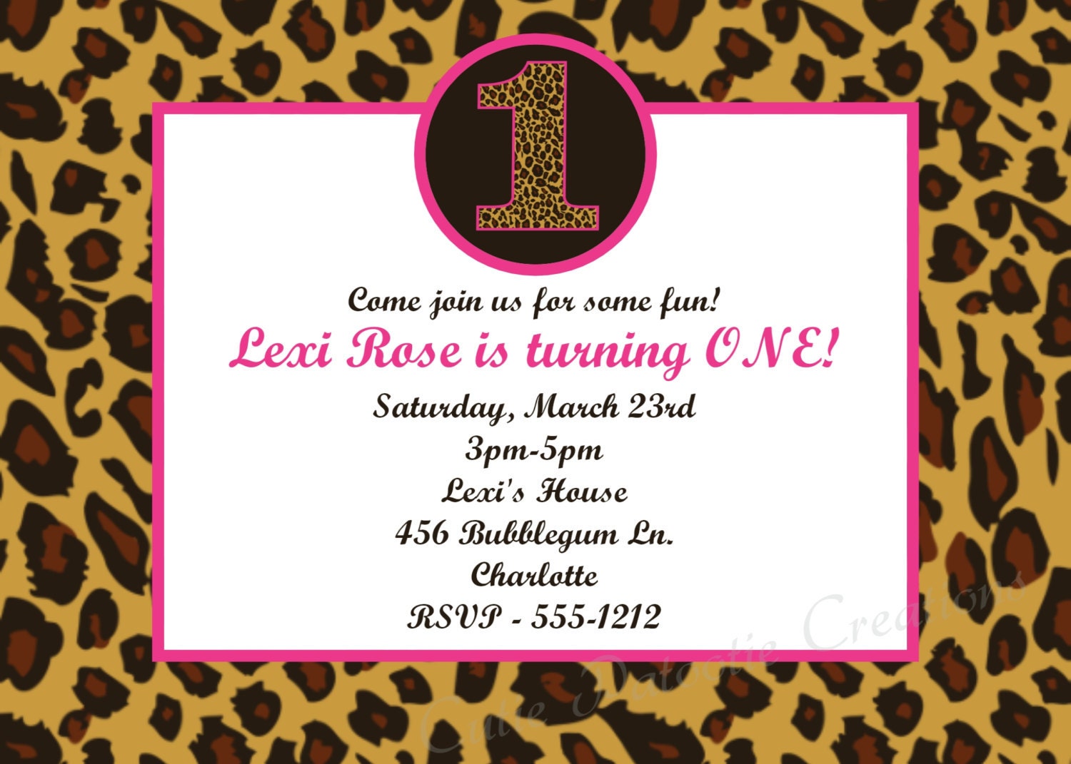 Animal Print 1St Birthday Invitations 1