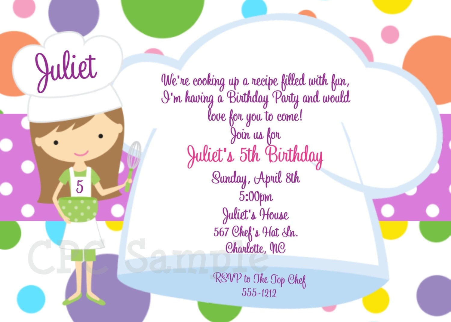 Cooking Party Invitation Baking Birthday Invitations