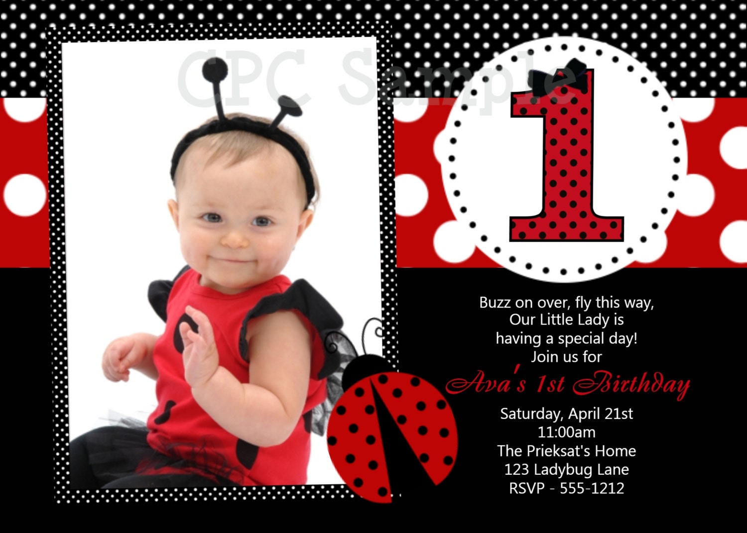 Ladybug Birthday Invitations