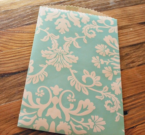 blue white damask favor bags handmade damask treat bags light