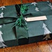 hand painted wrapping paper silver christmas trees on green paper