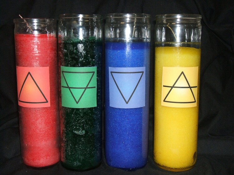 Elemental Quarter Candles Set of 4 Air Fire by MaidenMotherCrone