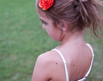 baby hair clip, Orange Flower hair clip, small flower clip, Baby hair clips