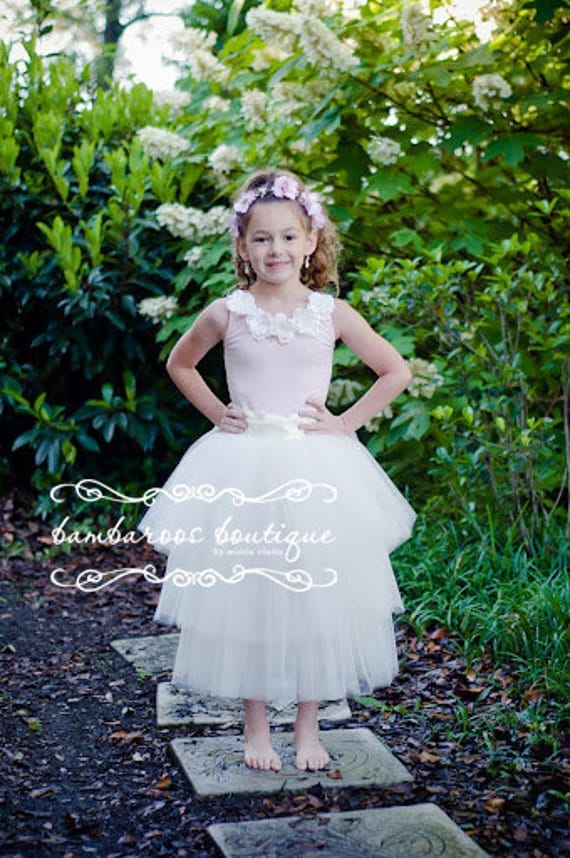 tulle skirt ivory flower girl dress long tutu skirt for