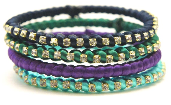 Items similar to Satin Bangle Bracelet Cool colors on Etsy