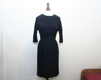 vintage 1950s mad men black dress XS or S