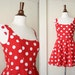 vintage POLKA DOT red mini dress sz S-M