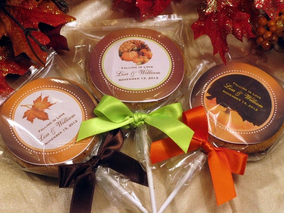 personalized AUTUMN FALL wedding cookie pops by shadow090109