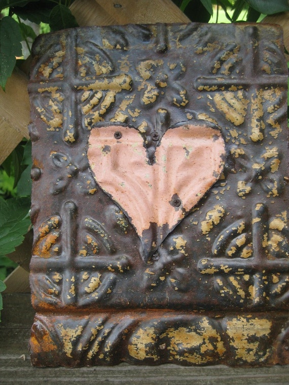 Vintage Ceiling Tile with Heart