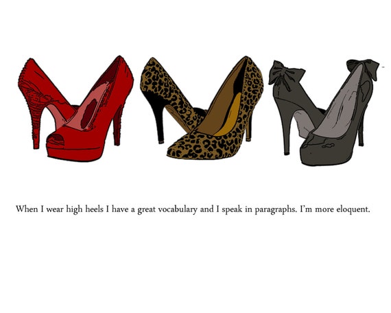 Items similar to High heels art print, leopard quotations