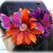 Magenta Butterfly Barrette with Orange and Purple Flowers