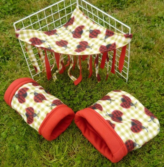 Fleece Guinea Pig Tunnel for Small Animals Ladybug Picnic