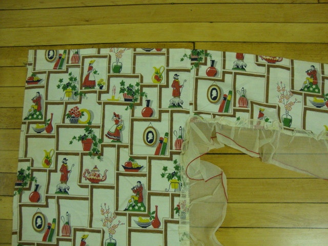 Vintage 1940s Kitchen Curtain With Colonial By PatriciasRoom   Il Fullxfull.313900589 