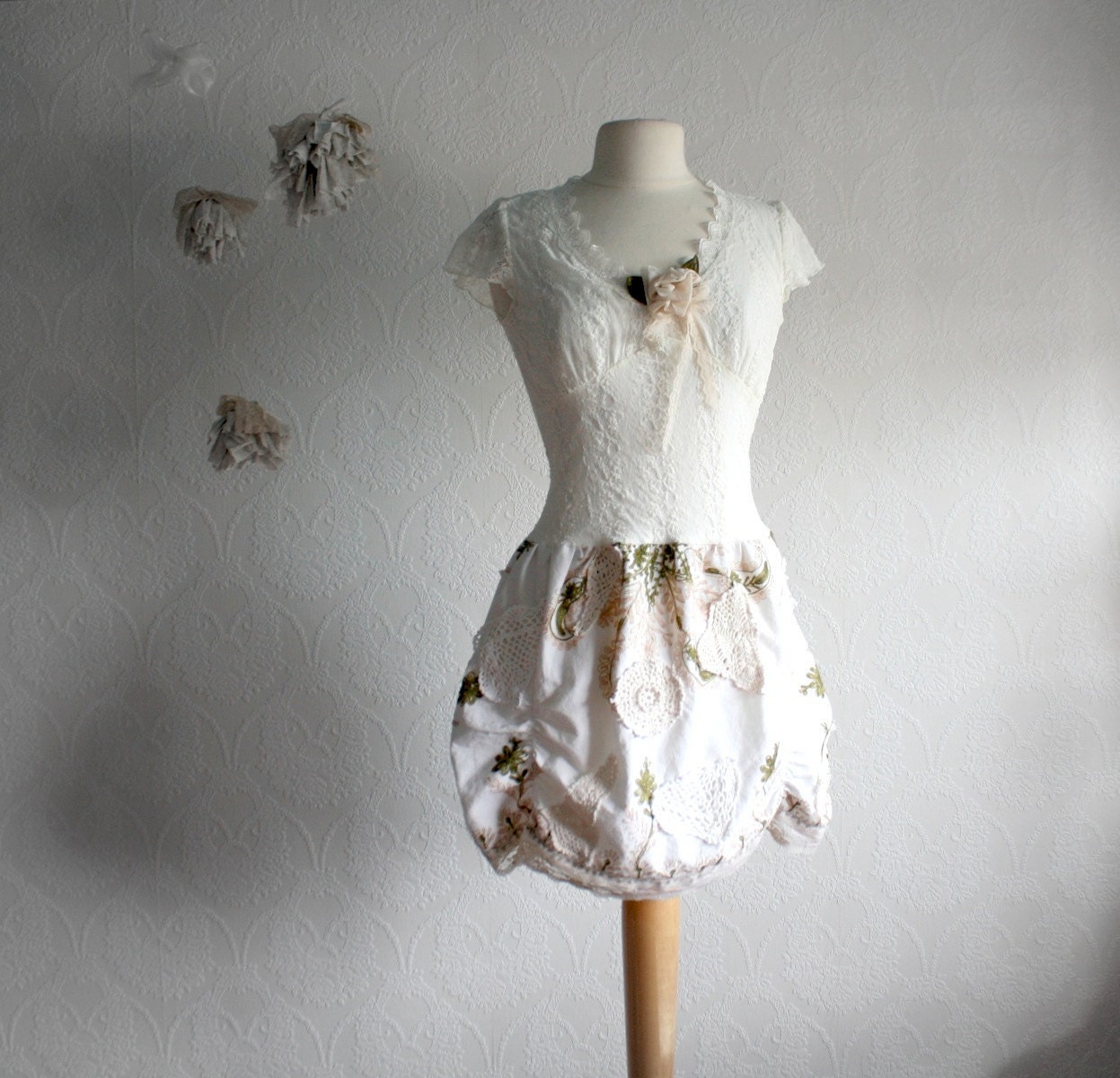 Cream Slip Dress Upcycled Women's Clothing Vintage by MyFairMaiden
